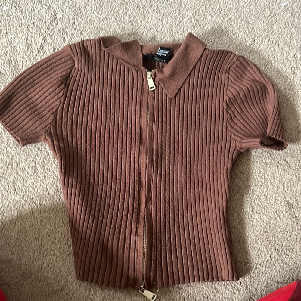 Brown zip up shirt